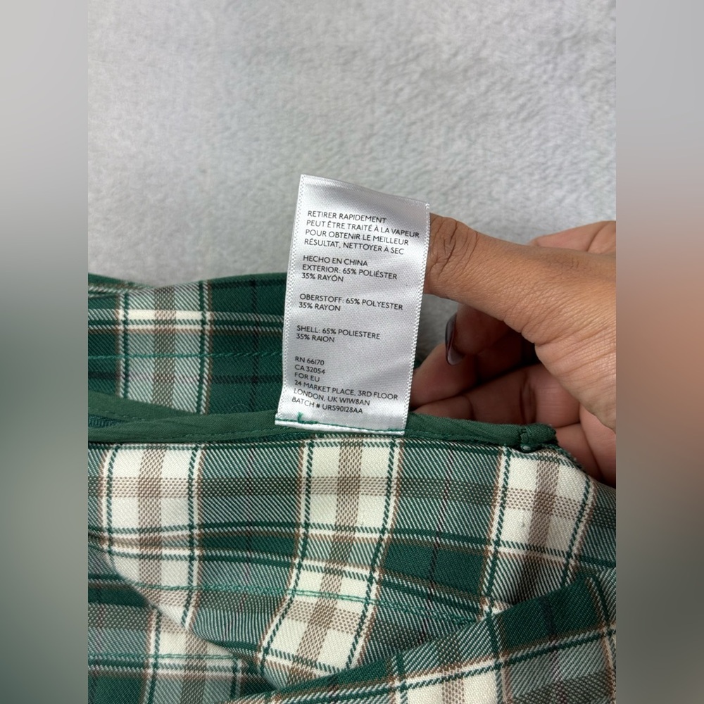 Urban Outfitters Pleated Mini Skirt X Small Green Plaid School Preppy Academia - Picture 6 of 14